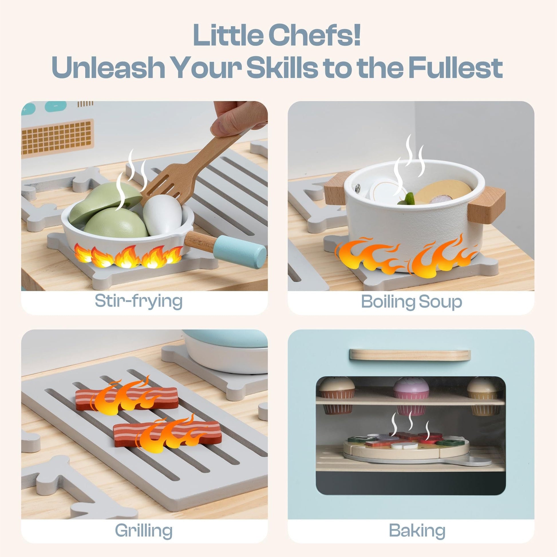 Wooden Toy Kitchen Playset