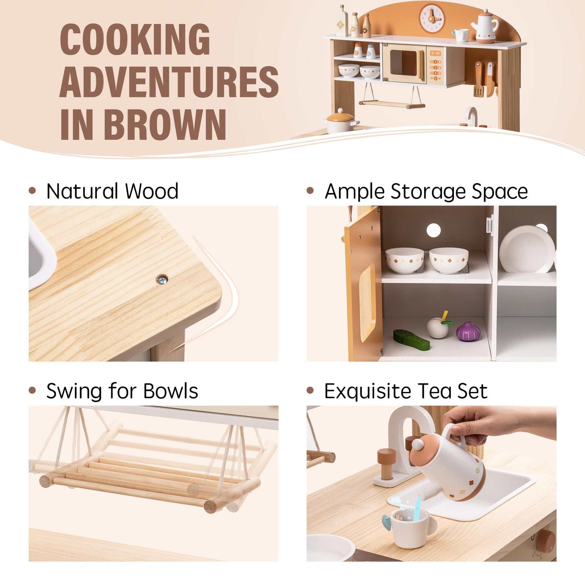 Wooden Toy Kitchen Set with Accessories