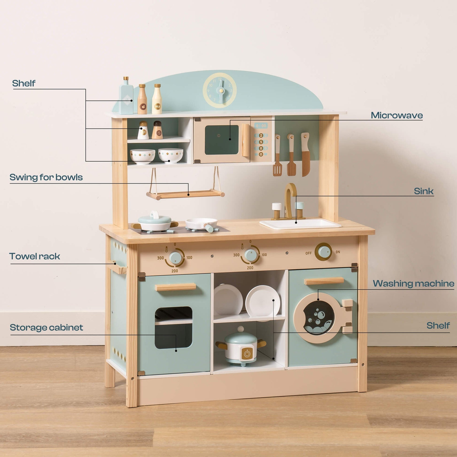 Wooden Toy Kitchen Set with Accessories