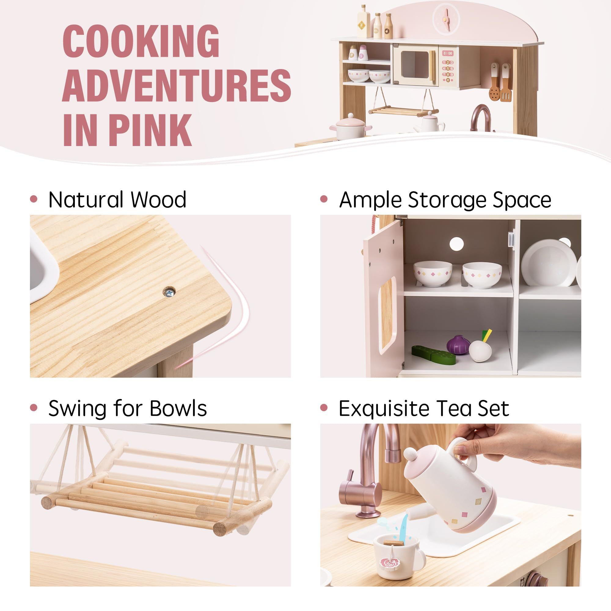 Wooden Toy Kitchen Set with Accessories