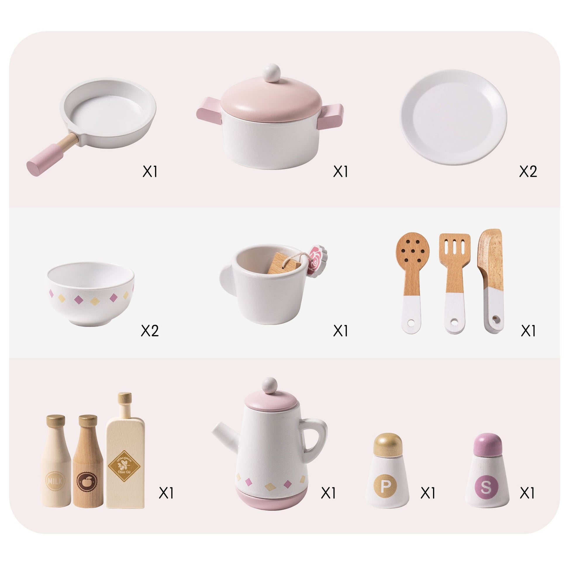 Wooden Toy Kitchen Set with Accessories