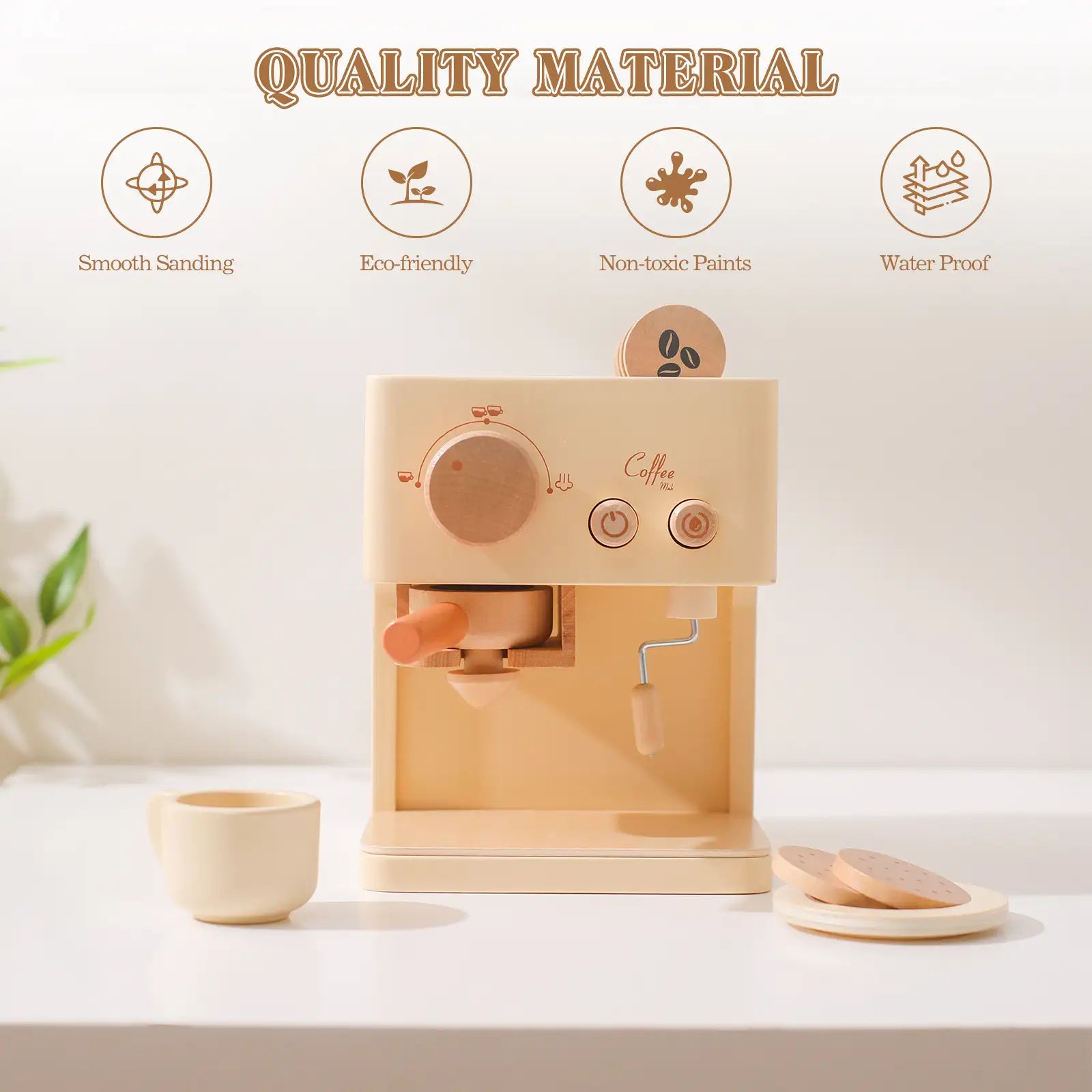 Wooden Coffee Machine Toy for Toddlers
