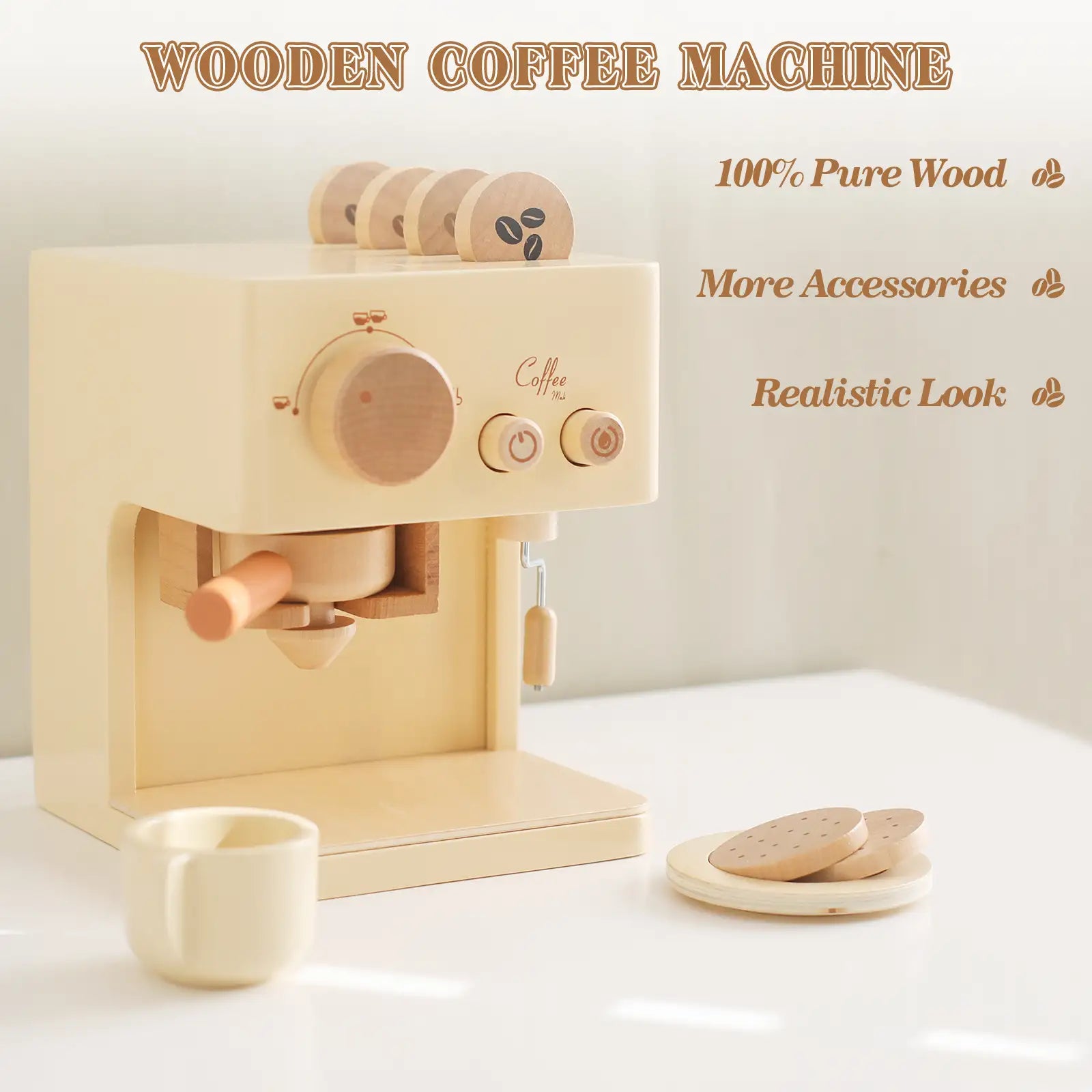 Wooden Coffee Machine Toy for Toddlers