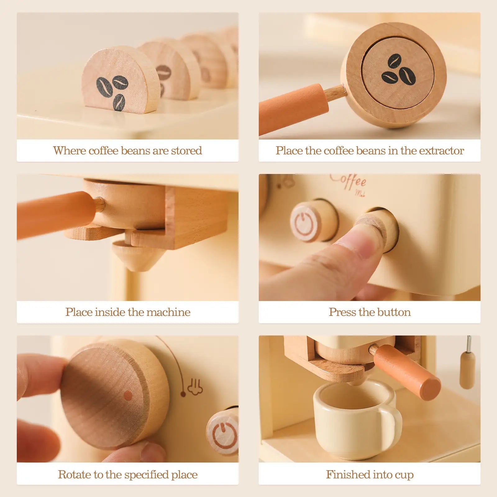 Wooden Coffee Machine Toy for Toddlers