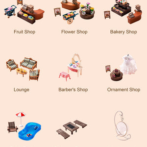Wooden Shopping Mall Dollhouse for Kids