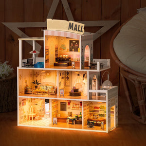 Wooden Shopping Mall Dollhouse for Kids