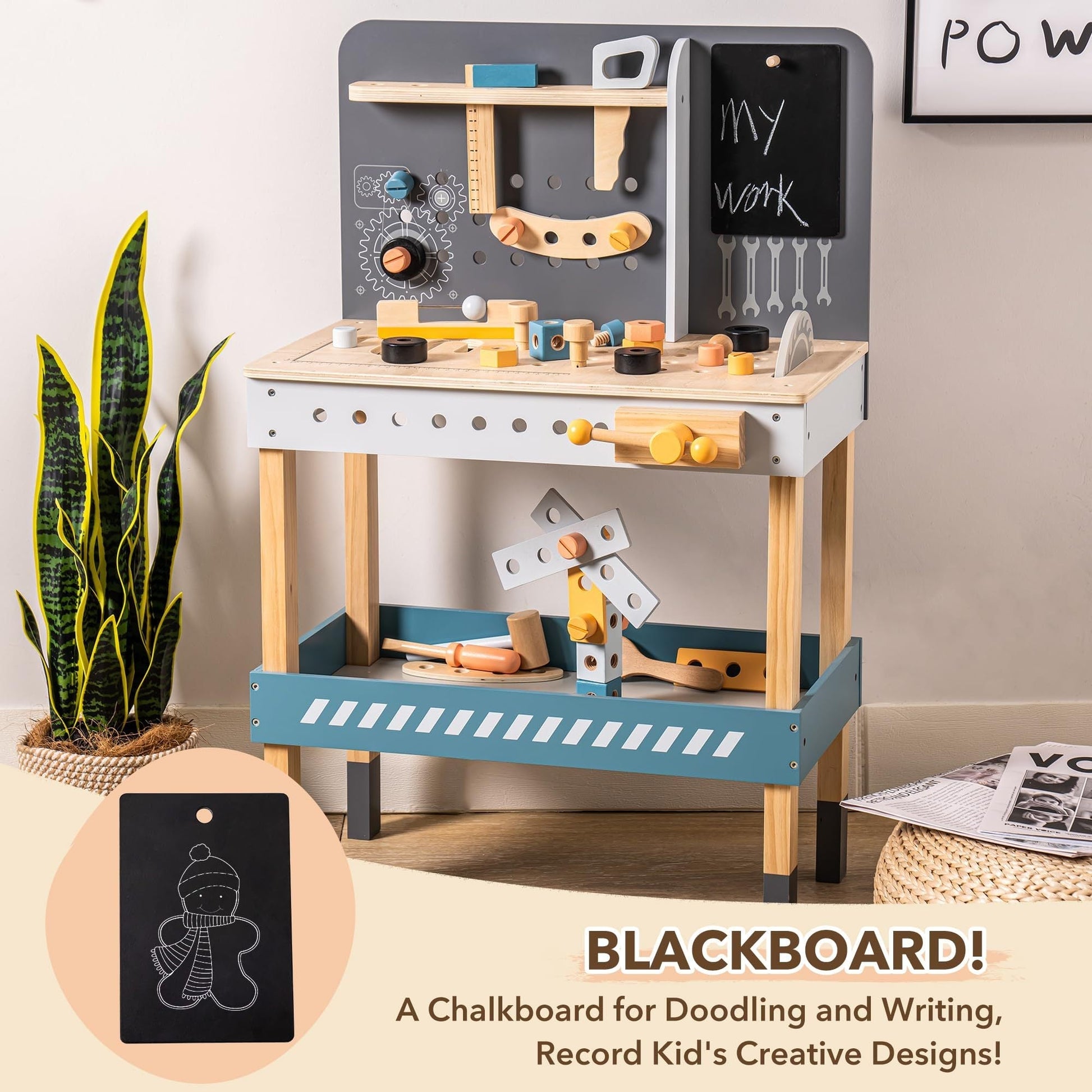 Wooden Tool Bench for Toddler Boys