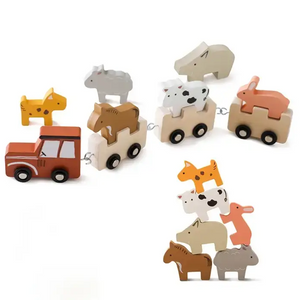 Wooden Farm Animal Train