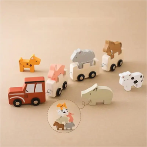 Wooden Farm Animal Train